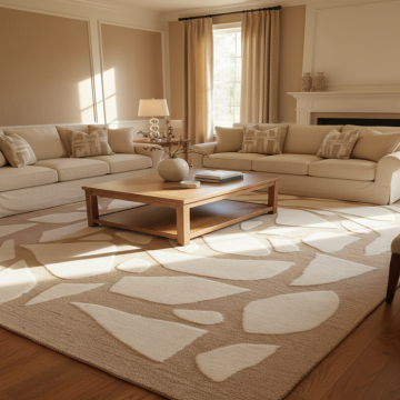 Hand Tufted 100% PET The sculpted pattern creates dimension while the neutral palette enhances spatial harmony.